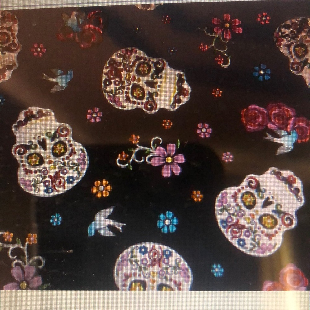 Fabric Skulls Day of the Dead glitter 1 yard x 44/45” wide cotton
